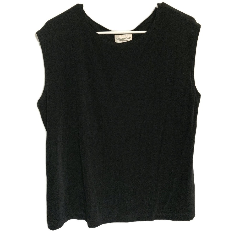 Vtg Coldwater Creek Tank Top Womens 1X Black Sleeveless Travel Knit Stretch NWT